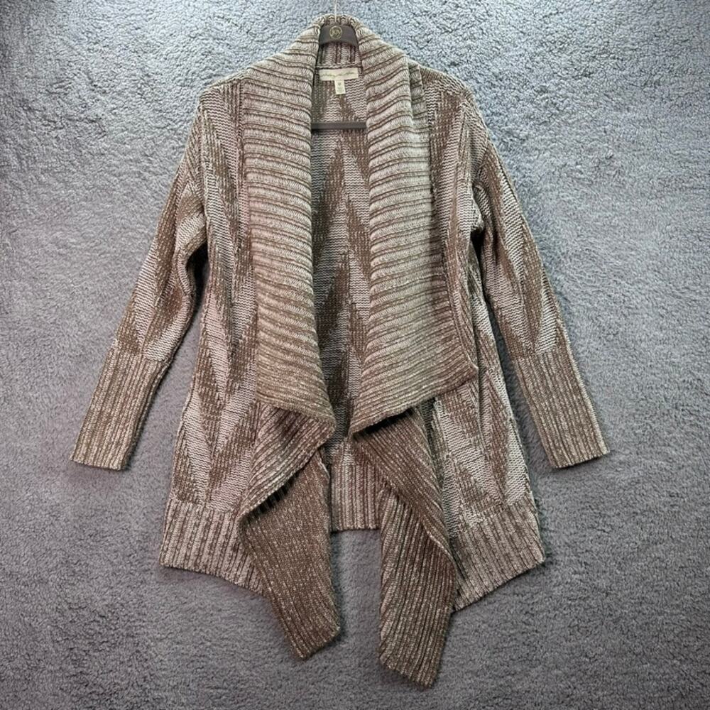 Staring At Stars Women's Medium Cream Brown Open Front Cardigan Duster Warm Cozy